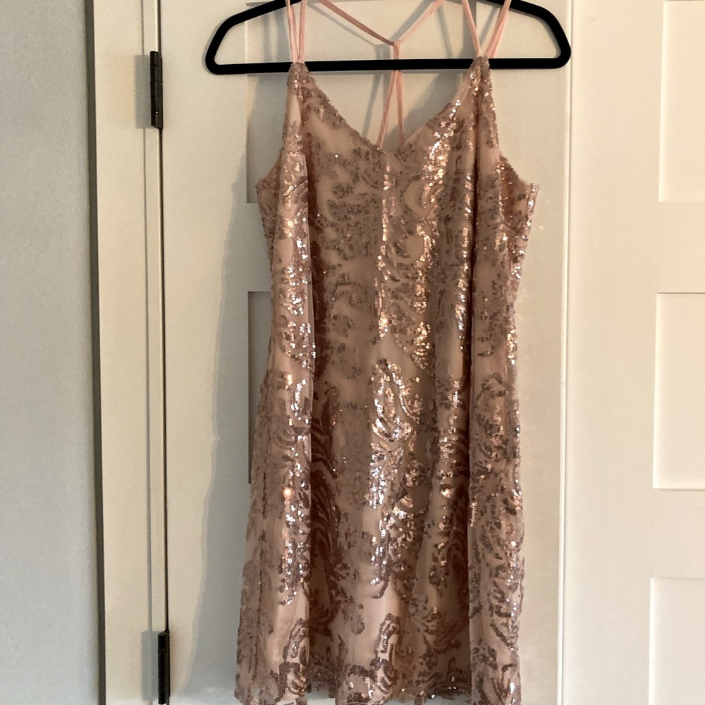 Exhilaration Sequin Rose Gold Dress Size M